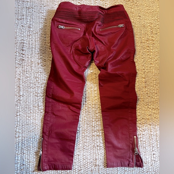 Isabel Marant pour H&M waxed cotton red low rise biker cropped pants EU38 - Picture 8 of 9